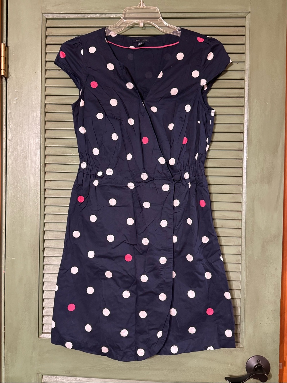 Tommy Hilfiger Navy Wrap Dress with Pink & White Polka Dots